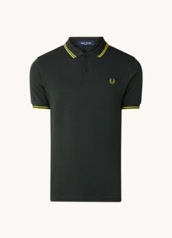 Fred Perry Regular fit polo van piqué katoen met getipte boorden - Donkergroen