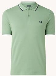 Fred Perry Regular fit polo van piqué katoen met getipte boorden - Lichtgroen