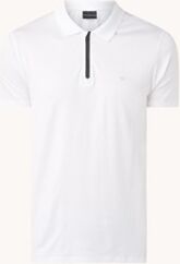 Emporio Armani Slim fit polo met halve rits - Wit