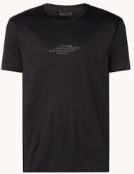 Emporio Armani T-shirt in lyocellblend met logo - Zwart