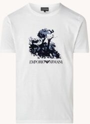 Emporio Armani T-shirt met flock logoprint - Wit