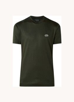 Emporio Armani T-shirt in lyocellblend met logoborduring - Legergroen