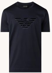 Emporio Armani T-shirt met flock logoprint - Donkerblauw