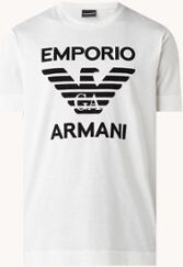 Emporio Armani T-shirt met flock logoprint - Wit