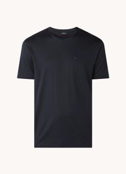 Emporio Armani T-shirt in lyocellblend met logo - Donkerblauw