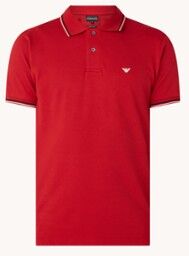 Emporio Armani Regular fit polo van piqué katoen met getipte boorden - Donkerrood