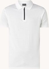 Emporio Armani Slim fit polo in lyocellblend met halve rits - Gebroken wit