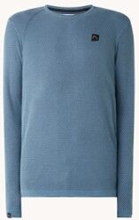 CHASIN' Basal Washed fijngebreide pullover met structuur - Blauwgrijs