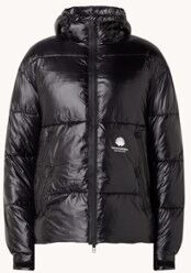 New Amsterdam Surf Association Puffer jack met capuchon en glanzende finish - Zwart