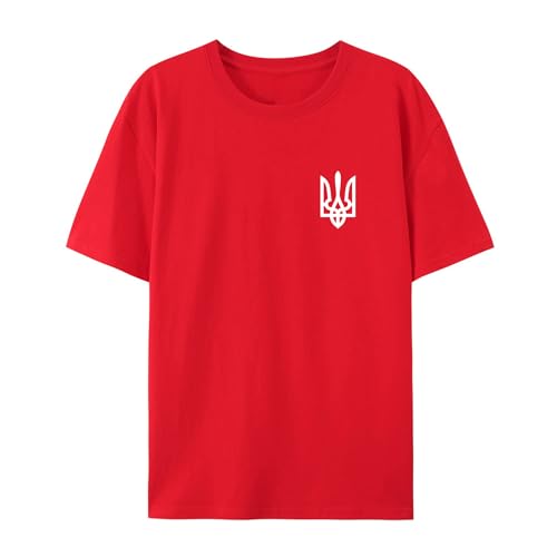 BAFlo Oekraïne T-shirt Oekraïense vlag shirt Oekraïense wapen Oekraïne vlag trots T-shirt, Rood, 4XL