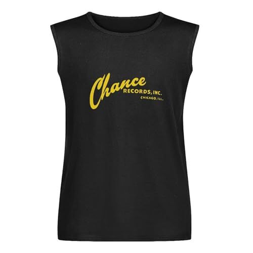 VvieeRhxy Men's Chance Records Sleeveless T shirt Lee Hooker Blues Boogie Jazz Doo-Wop,Jazz,Soul,Funk,Vest Black S