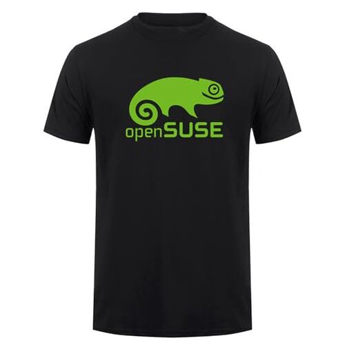 Wangyijia Opensuse Linux T Shirt Summer Men Cotton O-neck Short Sleeve SuSe Linux T-shirts Man Tops Black XXL