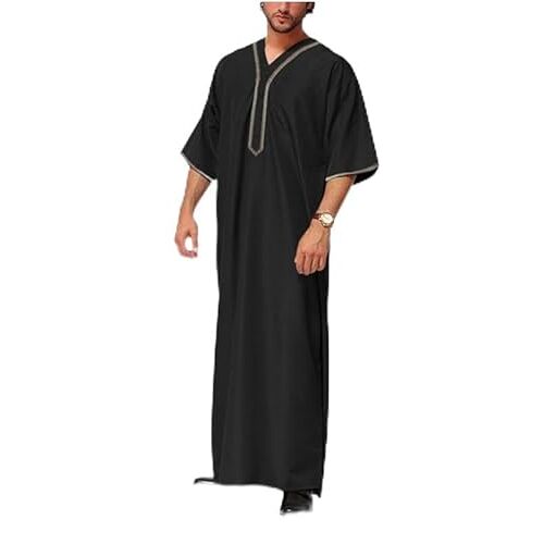 Suncolour Mannen Thobe Midden-Oosten Saoedi-Arabische Robe Mens Jubba Kaftan Thobe Dubai Midden-Oosten Lange Robe, 3, M