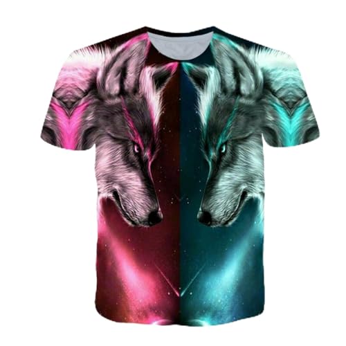 AMCYT Heren 3D Wolf T-shirt met Wolf Print, 3D Print Cool T-shirt Unleash Your Inner Beast, Wolf 7, XL