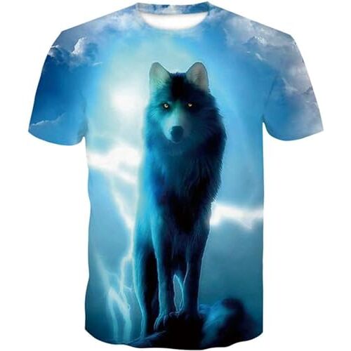 AMCYT Heren 3D Wolf T-shirt met Wolf Print, 3D Print Cool T-shirt Unleash Your Inner Beast, Wolf 4, M