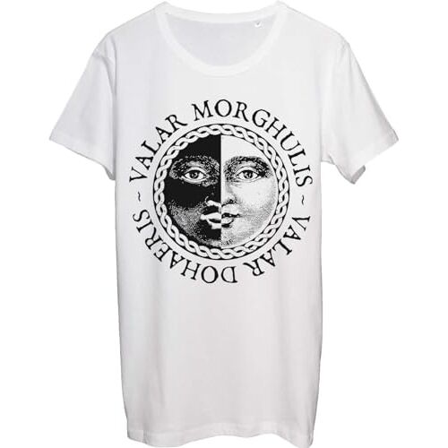 Functon+ Valar Morghulis Dohaeris T-shirt voor heren, wit, wit, XXL