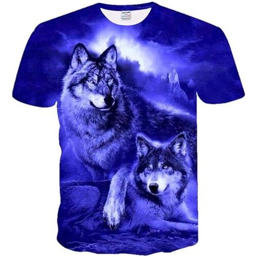 AMCYT Heren 3D Wolf T-shirt met Wolf Print, 3D Print Cool T-shirt Unleash Your Inner Beast, Wolf 2, XL