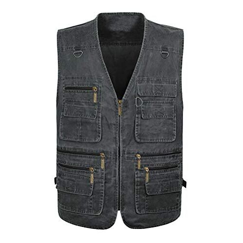 Daoba Mens Multi Pocket Vest Vest Vest Jas Top Voor Vissen Jacht Wandelen Gilet vesten