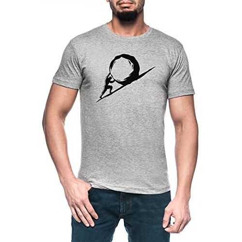 Luxogo Sisyphus-filosofie Mannen Grijs T-shirt Korte Mouwen Men's Grey T-shirt Short Sleeves