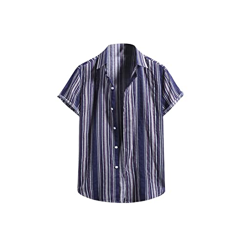 jonam Herenoverhemden korte mouw Men Blouse Top Button T shirts Day Shirts Men (Size : M)