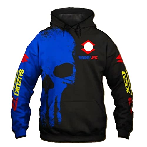 VIOLK Racing Fan Hoody, losse Casual dagelijkse sport hardloopjas, mannen Pullover Hoody, Su-Zu-ki Print,1-XS