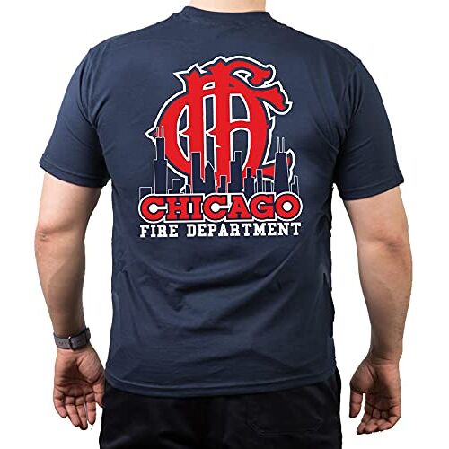 feuer1 T-shirt "CHICAGO FIRE DEPT met skyline en CFD-emblem" brandweer van Chicago