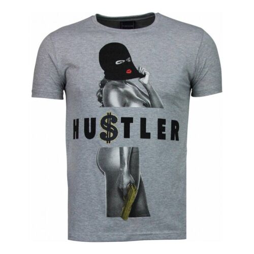 Local Fanatic Hustler rhinestone t-shirt Grijs 3X-Large Male