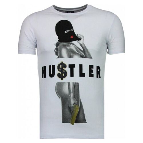 Local Fanatic Hustler rhinestone t-shirt Wit Extra Large Male