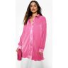 boohoo Oversized Glimmende Plisse Blouse, Pink 38