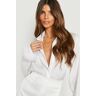 boohoo Oversized Glimmend Veren Blouse, White 38