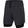 TCA Mannen Ultra 2 in 1 Hardloop Gym Shorts met Ritszakje Grijs (2x ritszakken), S