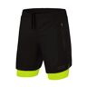 TCA Mannen Ultra 2 in 1 Hardloop Gym Shorts met Ritszakje Zwart/Groen (2x Ritszakken), M