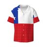 MDATT Vlag van Chili Heren Shirt Korte Mouwen Kleur Button Down Strand Shirt Tropische Vakantie, Zwart, XXL