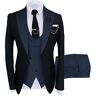 TROTTS Slim Fit Suits voor mannen 3-delige One Button Bruidegom Smoking Pak Prom Bruiloft Elegante Revers Blazer Jassen voor Feestdiner (kleur: Marineblauw, Maat: XL)