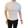 WUQILONGBANG Heren T-shirt met hoge hals en slim fit, casual slim fit, basic tops, zomer mock coltrui T-shirt, Wit, L