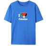 BAFlo I Love Palestine T-shirt Palestinian Pride vlag shirt voor heren en vrouwen, Blauw, XL