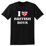 Roses Funny I Love British Boys I Red Heart British Boys Britain T-Shirt Sayings Quote Black Mens Unisex Tee Tops M