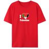 BAFlo I Love Palestine T-shirt Palestinian Pride vlag shirt voor heren en vrouwen, Rood, XXL