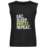 XUBLCX Eat Sleep Invest Repeat Investor Christmas Heren Zwart Mouwloos T-shirt Grafisch T-shirt Gedrukt Unisex Vest Tank Tops Shirt, Zwart, 3XL