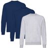 Fruit of the Loom Sweatshirt voor heren, verpakking van 3 stuks, 2x Navy + 1x Grijs + 1 Hl Aankoop notitieblok, L