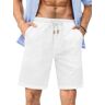 Runcati Korte broek heren shorts katoen vrijetijdsbroek zomer elastische taille met zakken voor mannen, wit, S