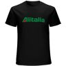 niubioe Alitalia rood groen retro logo Italiaanse luchtvaartmaatschappij wit katoenen T-shirt met korte mouwen, Zwart, S