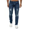 Elara Men's Jeans Vernietigd Slim Fit Broek Denim Stretch Chunkyrayan 16525-Blau-30W / 34L