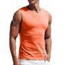 Generic Tanktop voor heren, met capuchon, tankshirt, linnen, vest, sportonderhemd, heren, tanktop, onderhemd, zonder mouwen, tanktop, Hawaï-print, tanktop, sport, tanktop, ronde hals, effen mouwen, oranje #2,