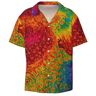 MDATT Tie Dye Hippies Heren Shirt Korte Mouwen Kleur Button Down Strand Shirt Tropische Vakantie, Zwart, XXL