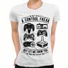 KJSYEDER Gamer Control Freak Funny Womens T-Shirt Screen Printed Ladies Top white