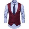 OBiQuzz Pak vest heren bruiloft business western mode vest slim fit heren pak vest V-hals mouwloos vesten formeel eenkleurig pak vest elegant zwart kostuumvesten, rood, 6XL