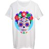 Functon+ Artist Geïnspireerde Schedel met Bloemen Heren T-Shirt bnft Wit Groot, wit, L