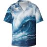 MDATT Big Ocean Wave Hd Heren Shirt Korte Mouwen Kleur Button Down Strand Shirt Tropische Vakantie, Zwart, L