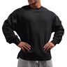 Muscle Alive Basic shirt met lange mouwen voor heren, wafel sweatshirt, losse training, opzij rijden, ronde hals shirt, zwart, XL